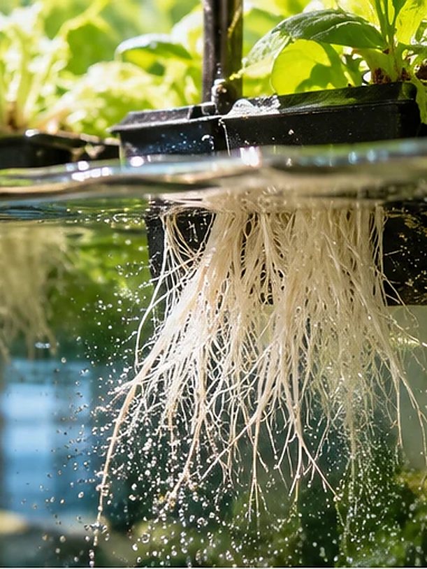 水に伸びる植物の根